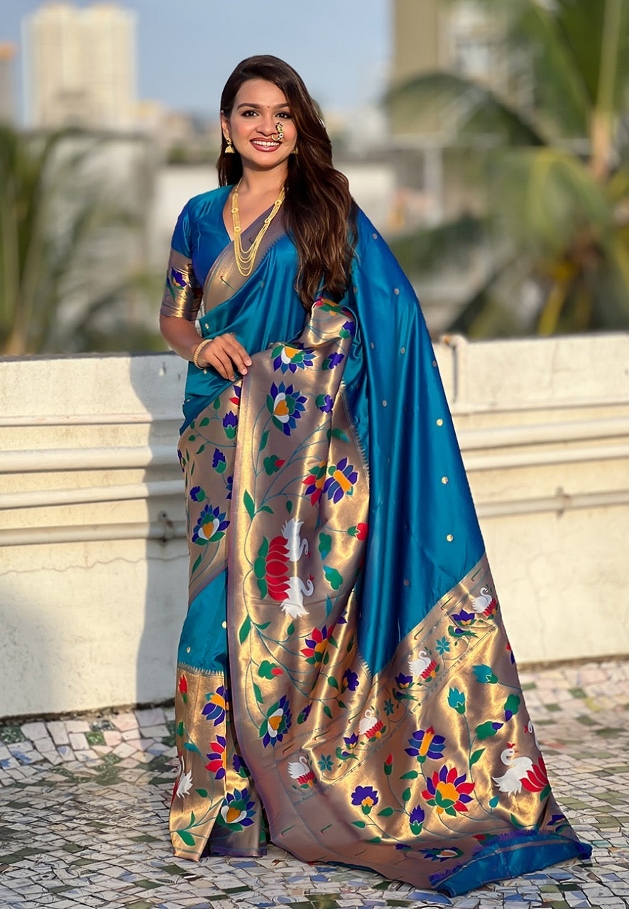 Half All Over Brocade Border Paithani