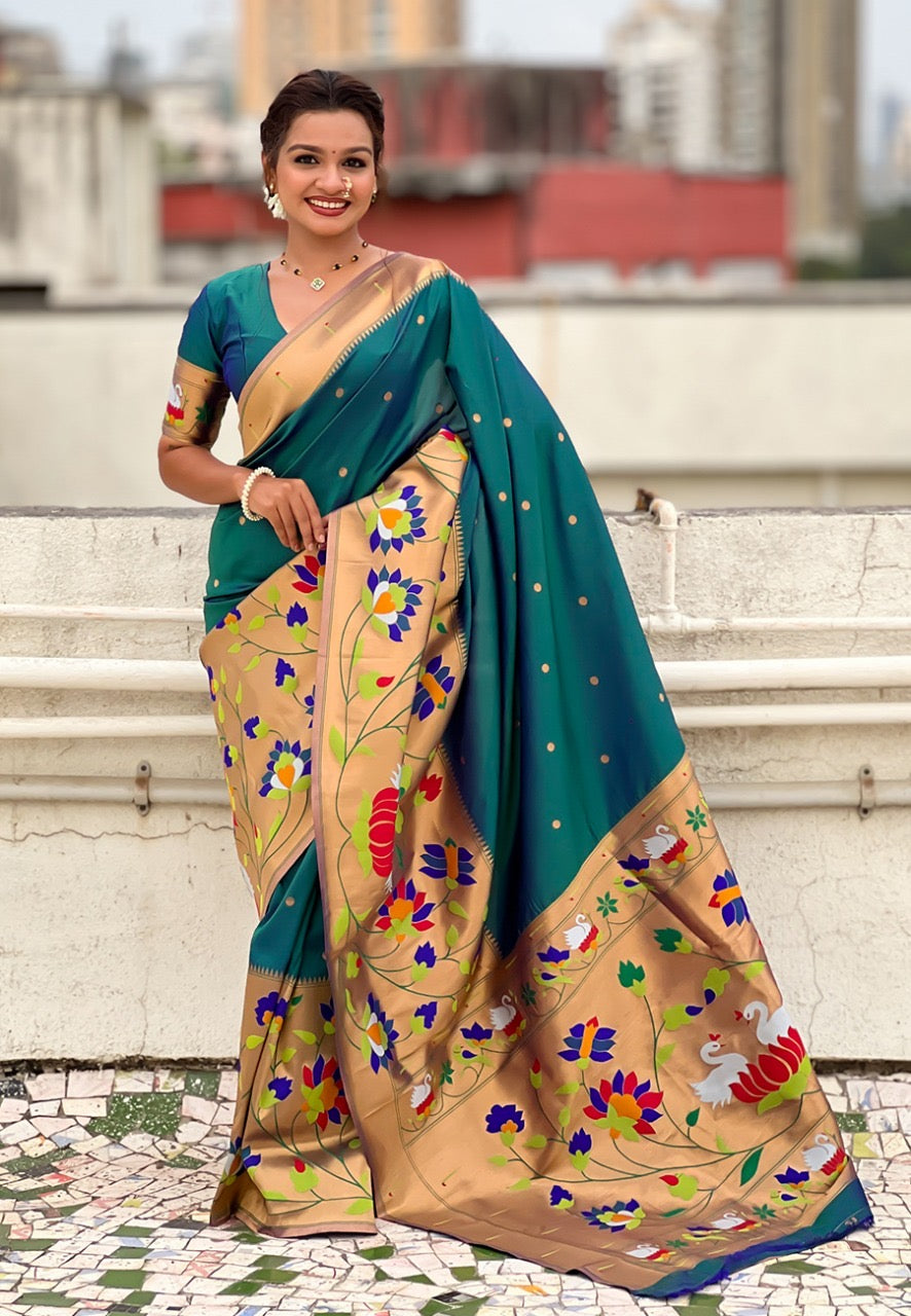 Half All Over Brocade Border Paithani