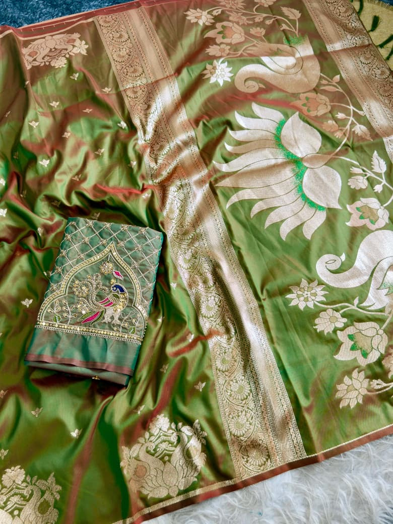 RLX18 Rajlaxmi Paithani With Aari work Blouse