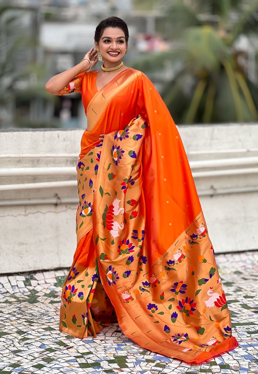 Half All Over Brocade Border Paithani