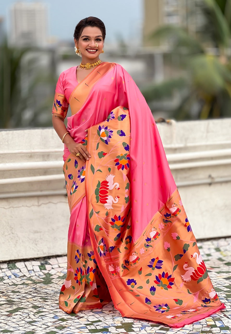 Half All Over Brocade Border Paithani