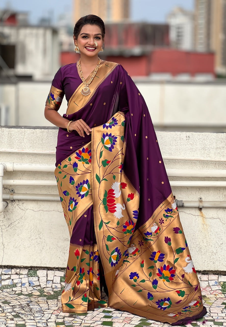 Half All Over Brocade Border Paithani