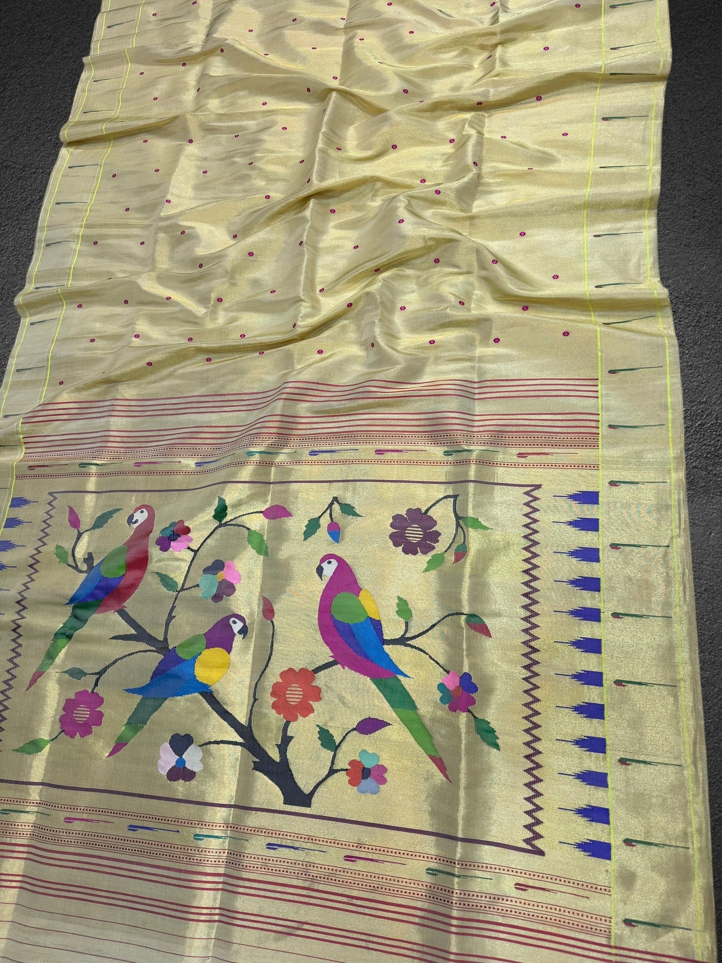 Pure Silk Tissue Single Muniya Paithani