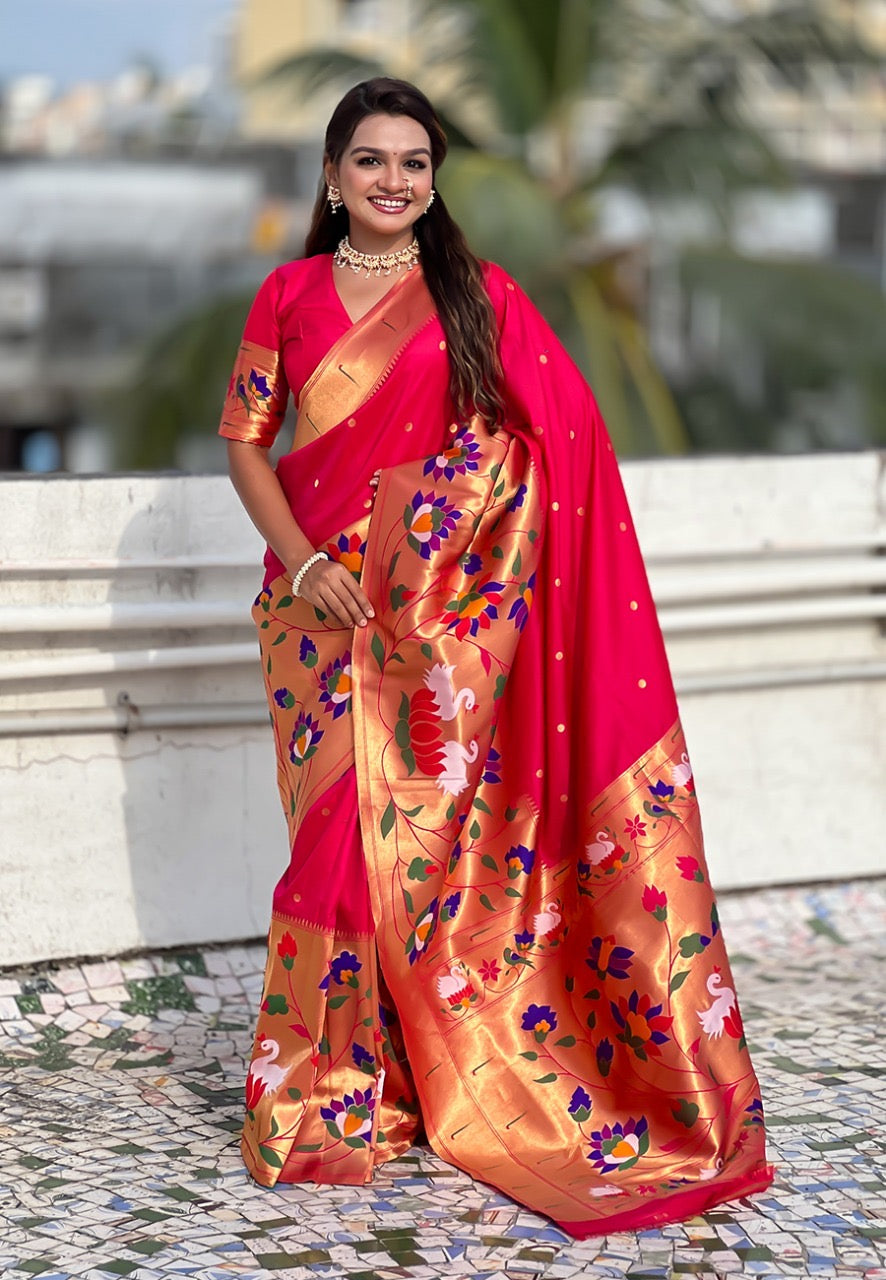 Half All Over Brocade Border Paithani