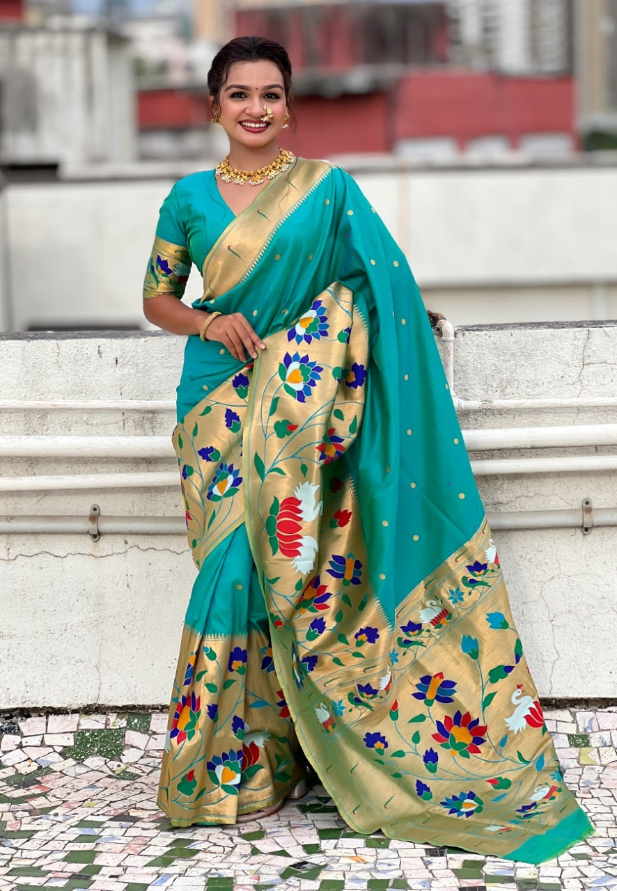 Half All Over Brocade Border Paithani