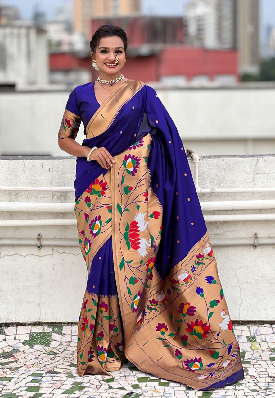 Half All Over Brocade Border Paithani