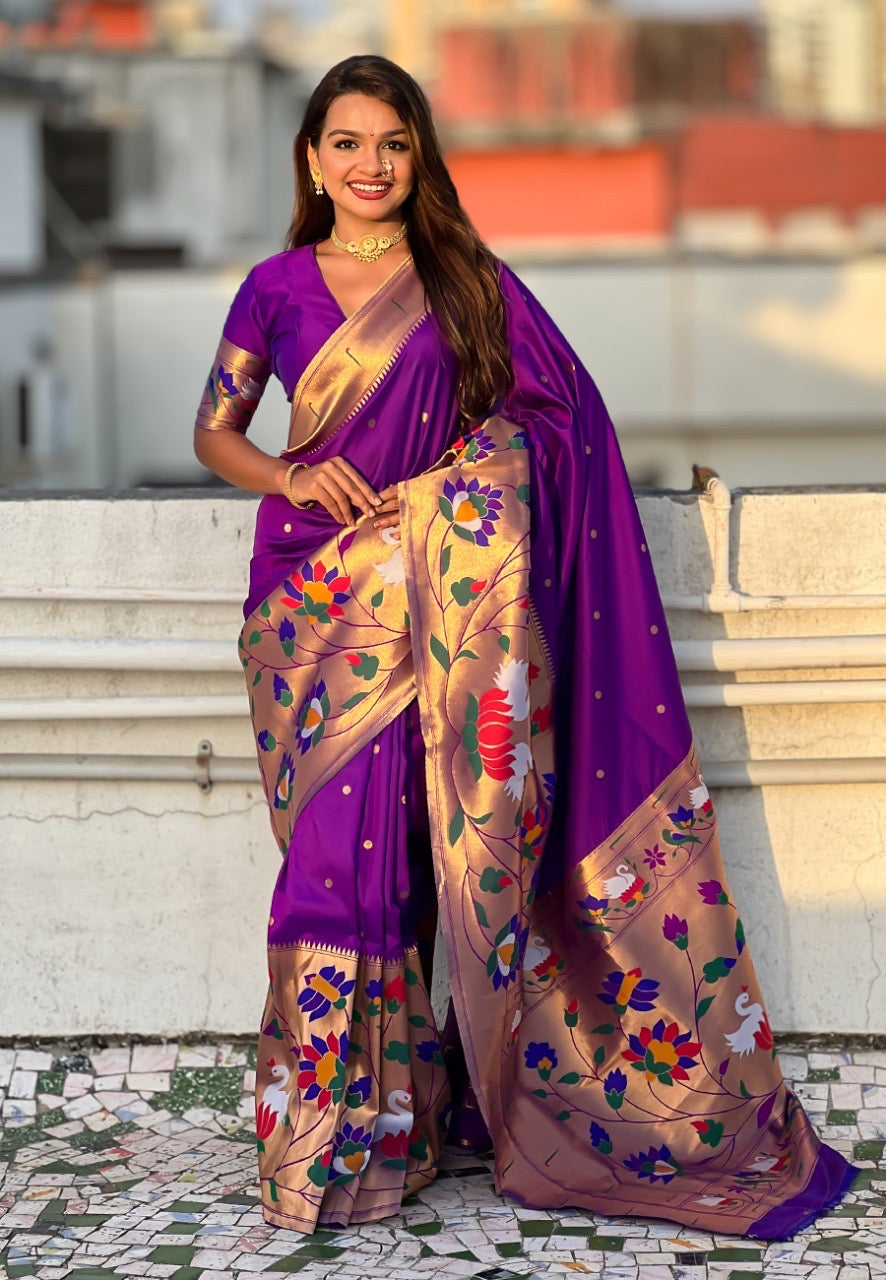 Half All Over Brocade Border Paithani