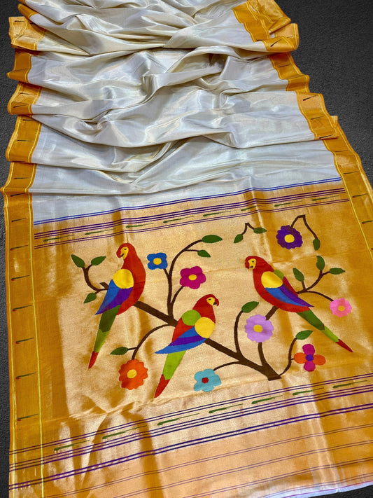 Pure Silk Tissue Single Muniya Paithani