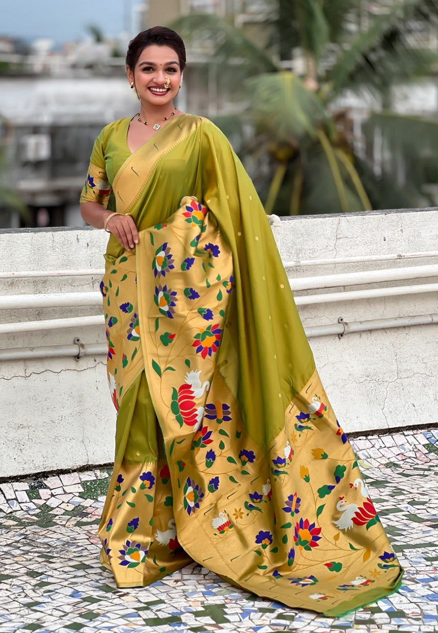 Half All Over Brocade Border Paithani