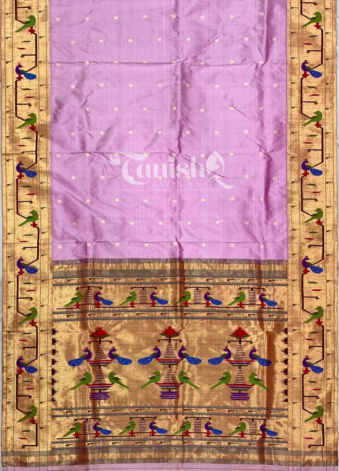 Pure Silk Handloom Peacock Parrot Brocade Paithani