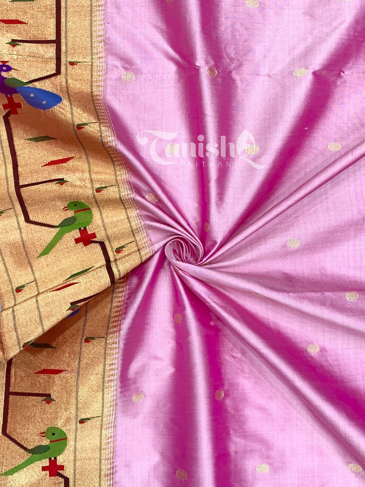 Pure Silk Handloom Peacock Parrot Brocade Paithani