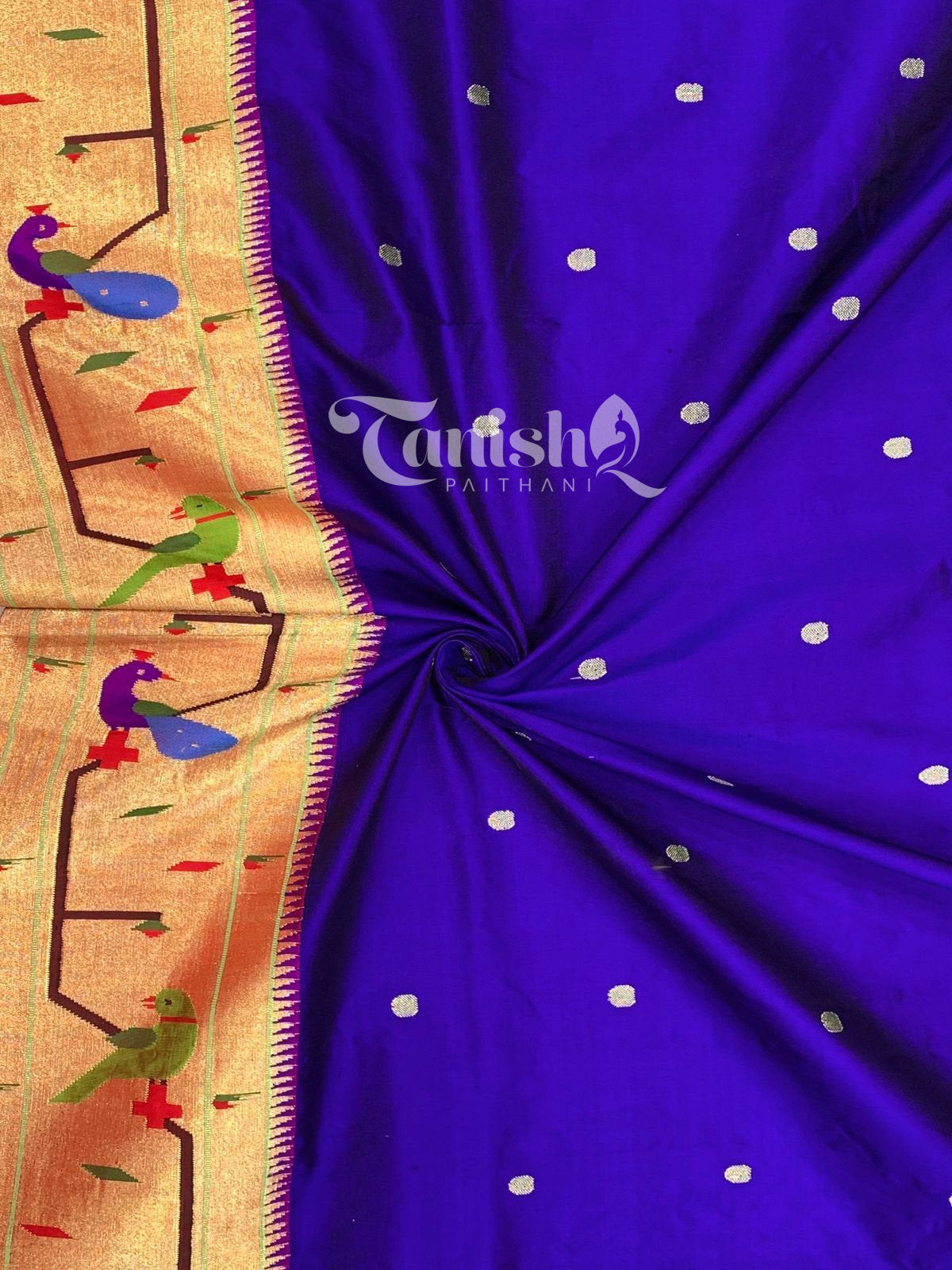 Pure Silk Handloom Peacock Parrot Brocket Paithani