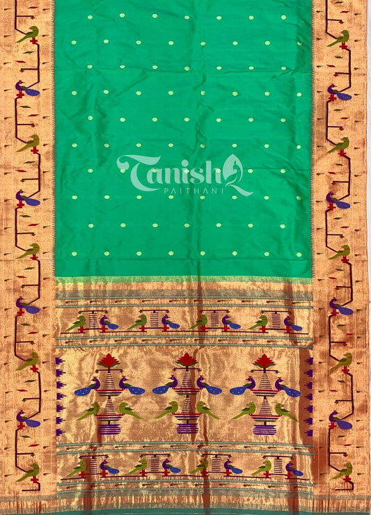 Pure Silk Handloom Peacock Parrot Brocade Paithani