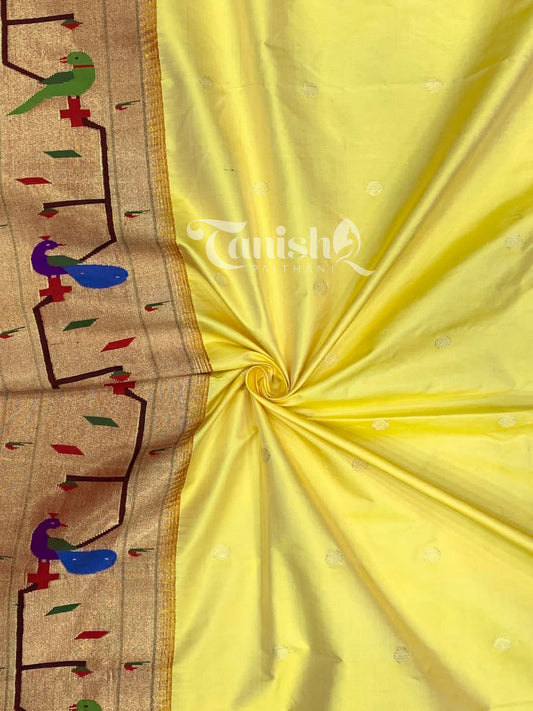 Pure Silk Handloom Peacock Parrot Brocade Paithani