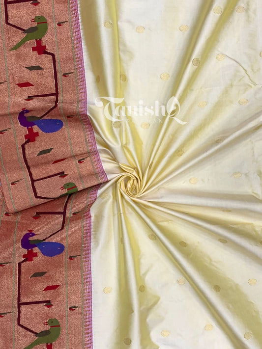 Pure Silk Handloom Peacock Parrot Brocade Paithani