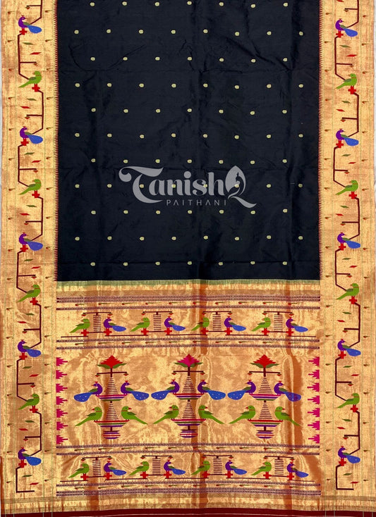 Pure Silk Handloom Peacock Parrot Brocade Paithani