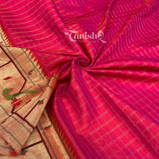 Pure Silk Handloom Peacock Parrot Brocade Paithani