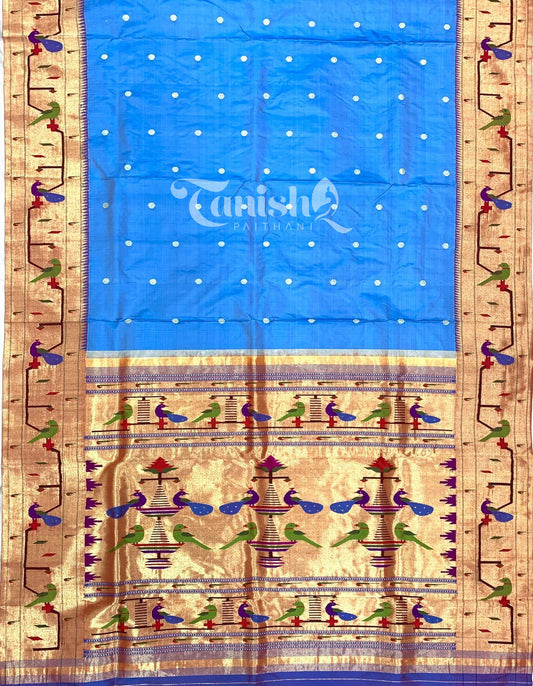 Pure Silk Handloom Peacock Parrot Brocade Paithani