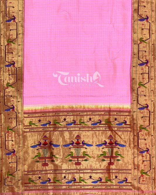 Pure Silk Handloom Peacock Parrot Brocade Paithani