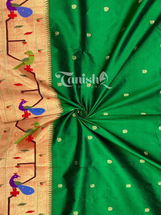 Pure Silk Handloom Peacock Parrot Brocade Paithani