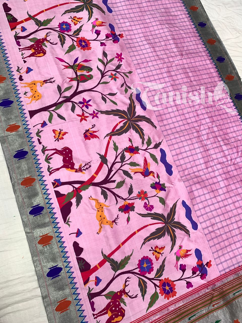 Pure Silk Handloom All Over Brocade Paithani