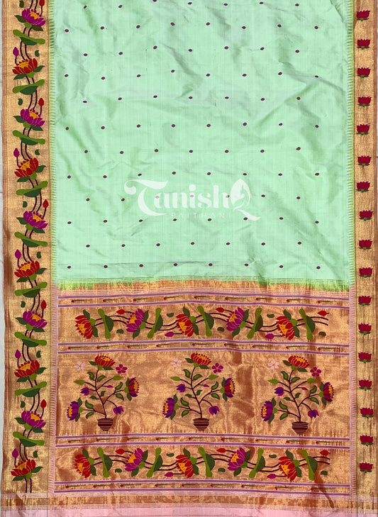 Pure Silk Handloom Lotus Brocade Paithani