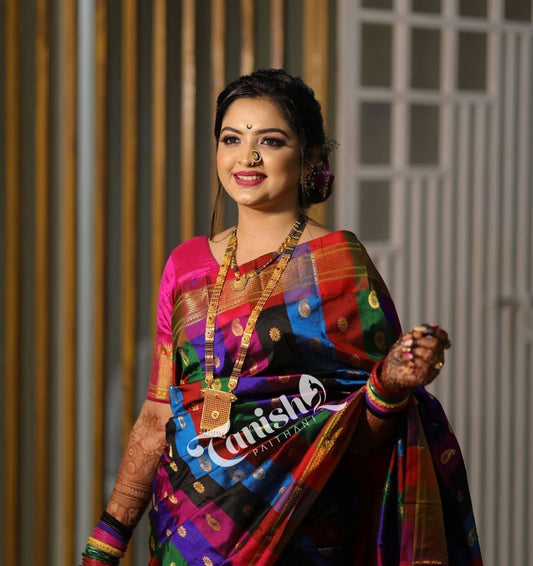 Handloom Multicolor Maharani Paithani